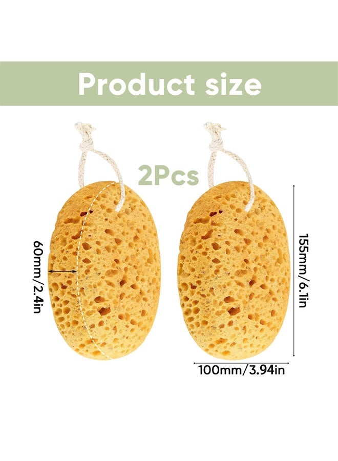 قطعتان من إسفنجات الاستحمام للجسم للبالغين، إسفنجة استحمام كبيرة للنساء والرجال، إسفنجة طبيعية ناعمة على شكل قرص العسل، إسفنجات استحمام للجسم لتقشير البشرة وتنظيفها بعمق، مناسبة للبشرة الحساسة - Image 2